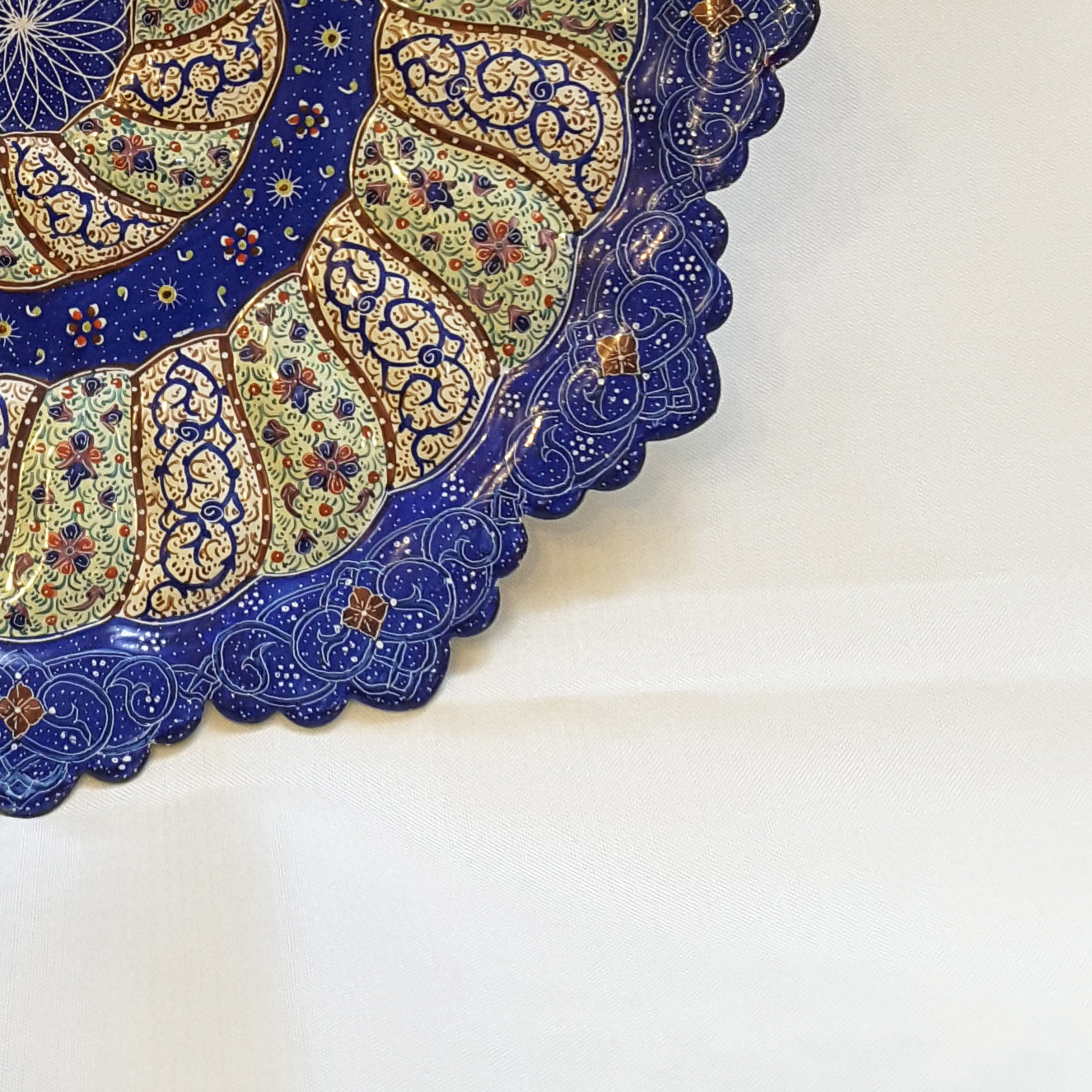 Persian Handmade enameled Wall Hanging plate on copper, Eslimi design